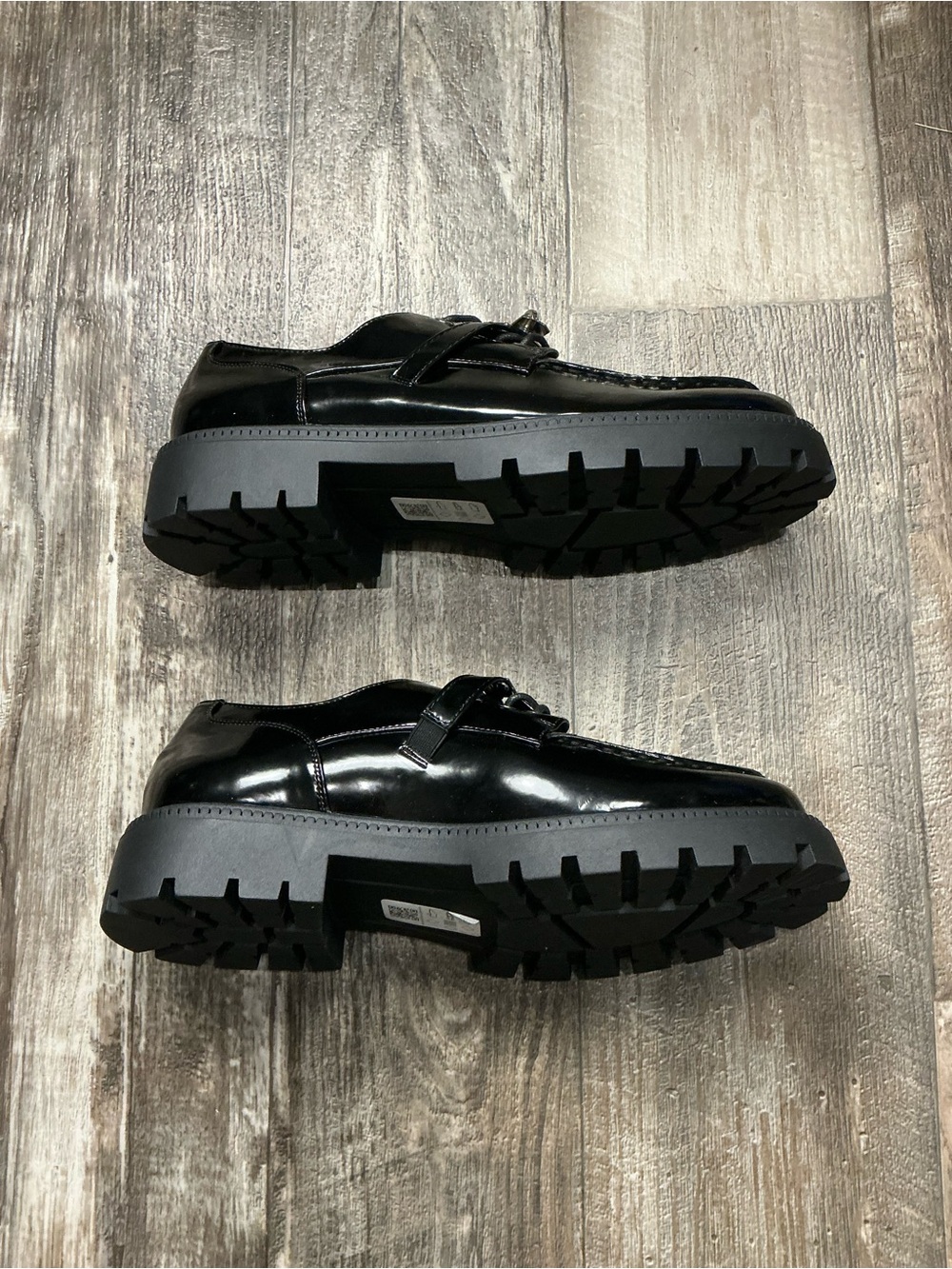 ASOS Black Patent Leather Lug Sole Slip-On Loafers Size 12 - Picture 12 of 16